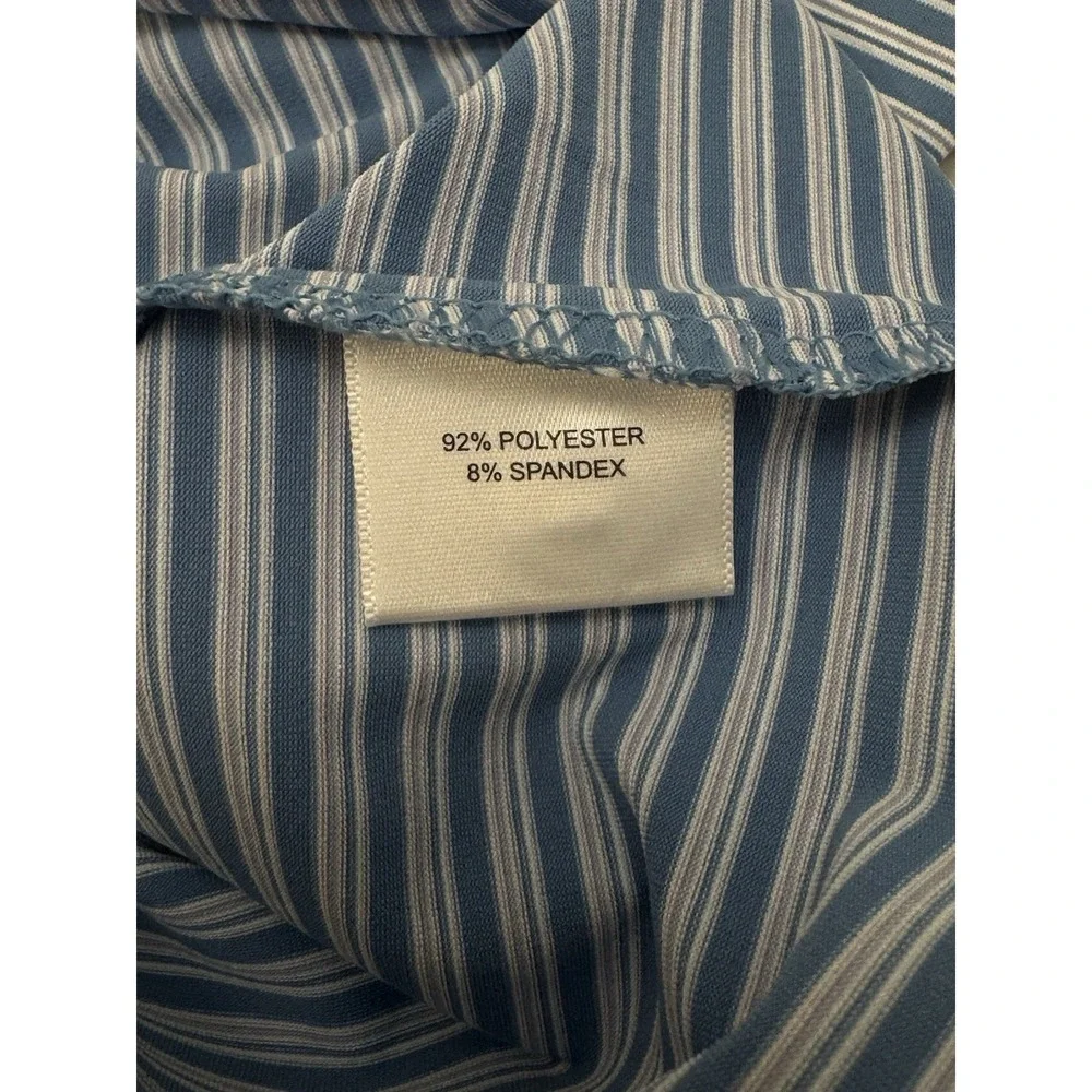 NWT Peter Millar BOWEN Triple Triple Stripe Jersey Golf Polo Shirt Blue XXL $115 - Picture 5 of 10
